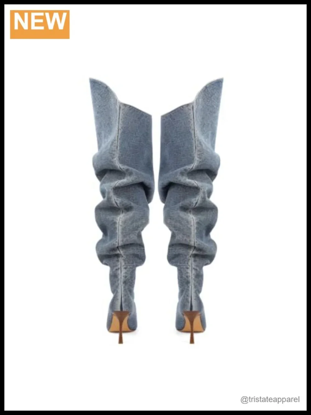 Over the Knee Stiletto Boots, Denim Slouchy Thigh High, Handmade Women's Wide